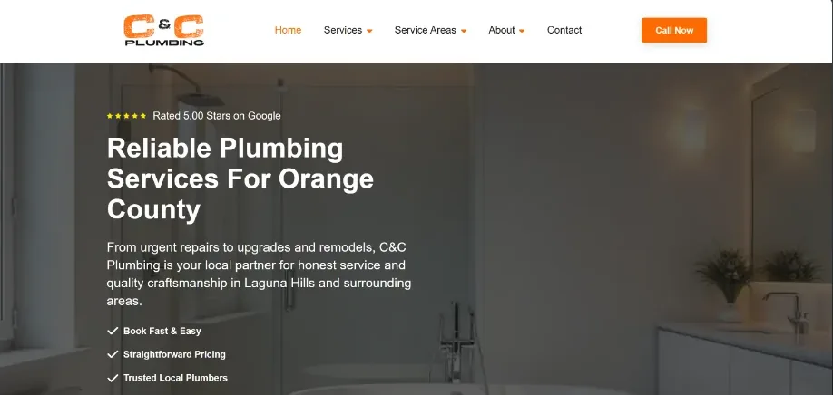 C&C Plumbing: the home page of the website