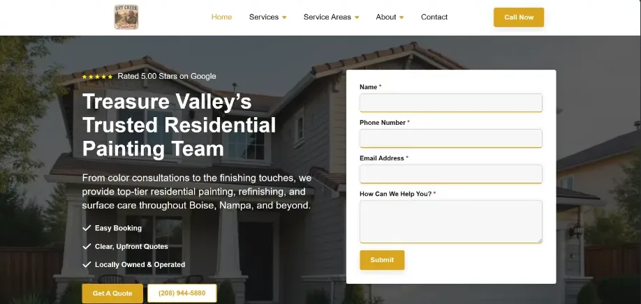 Dry Creek Custom Painting: the home page of the website