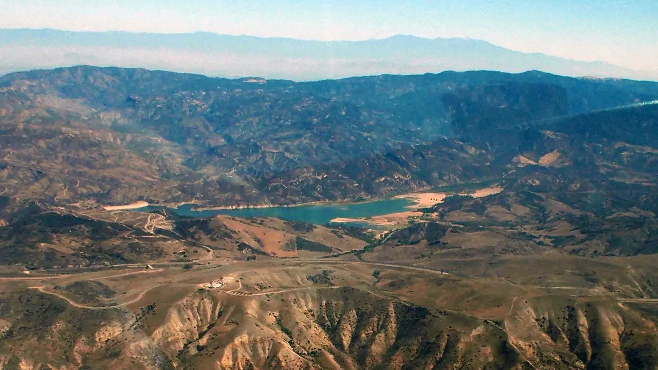 Irvine Lake reservoir in the hills above Irvine