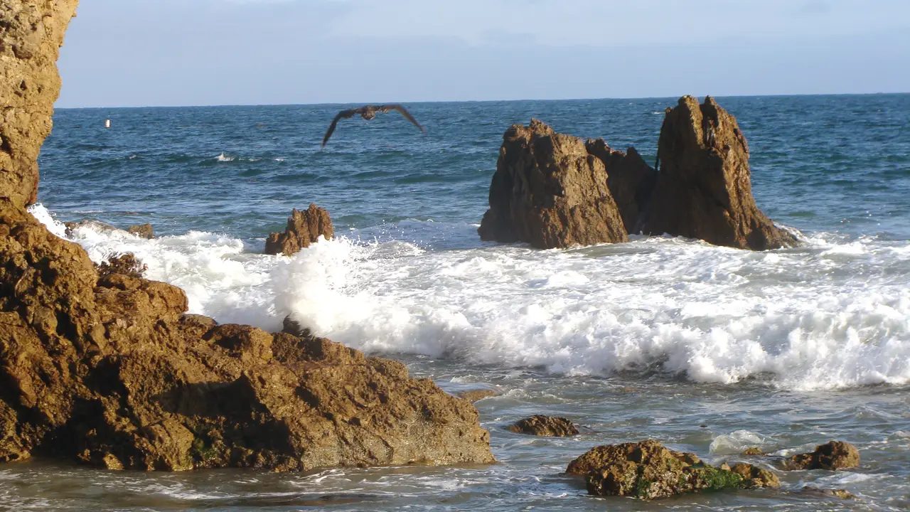Rocks and surf at Corona del Mar State Beach