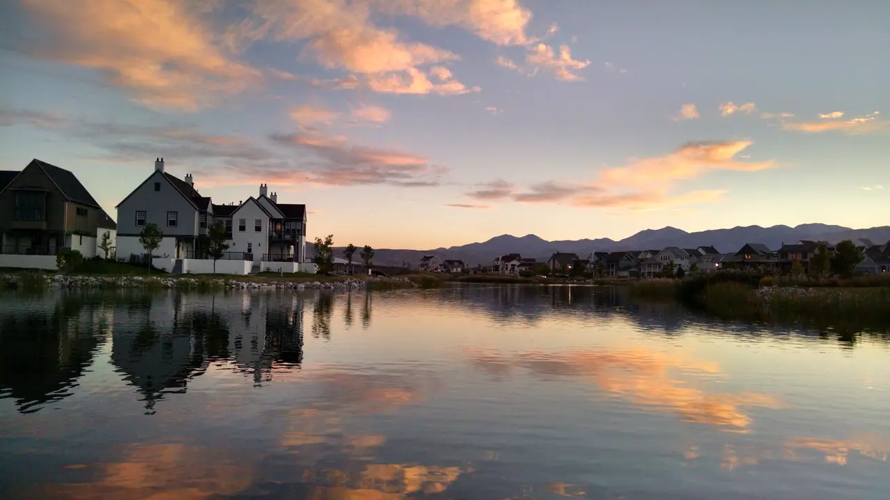 Oquirrh Lake at sunset, Daybreak, South Jordan