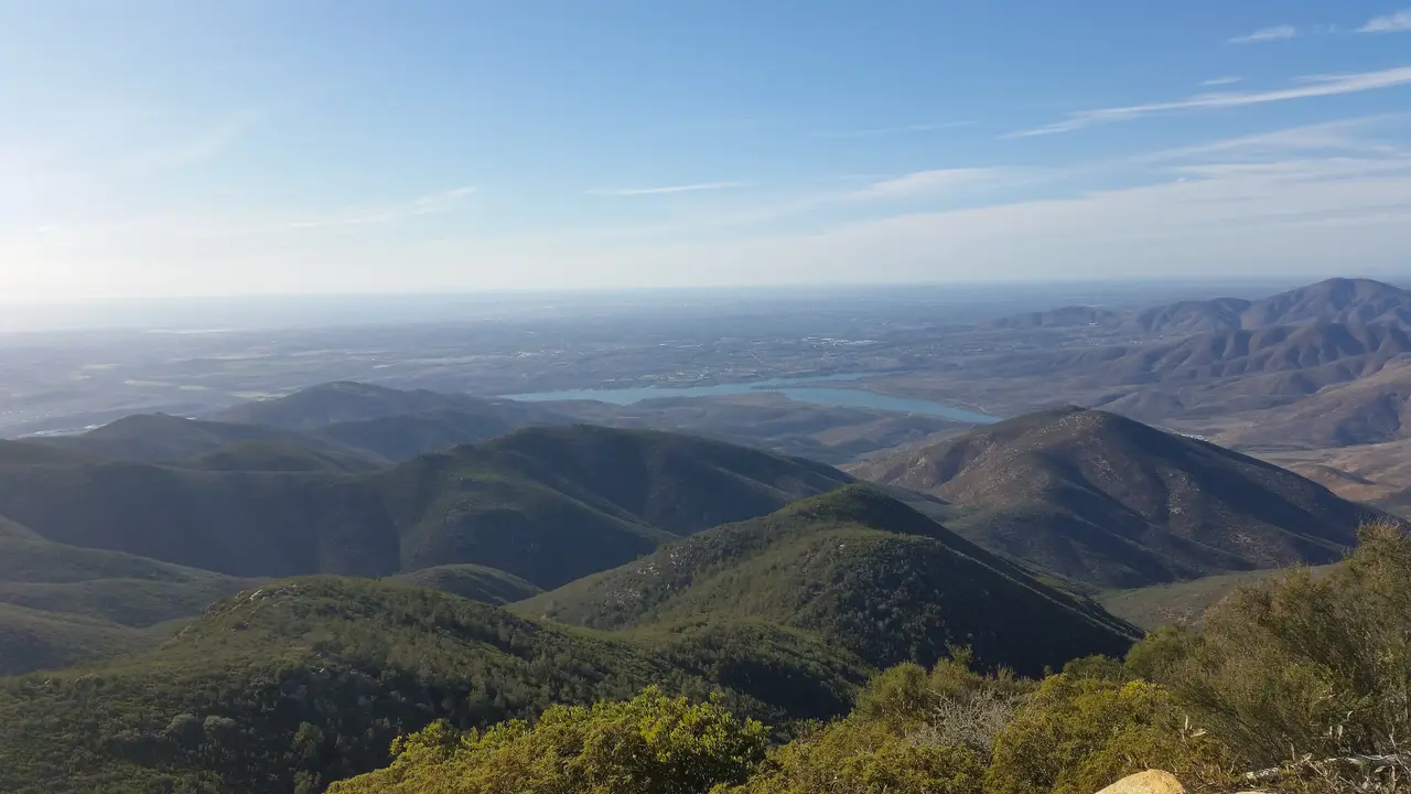 Upper and Lower Otay Lakes seen from the hills